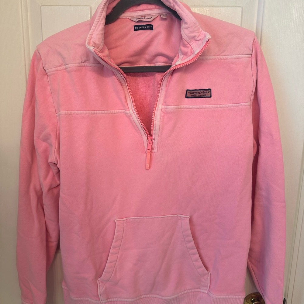WOMENS VINEYARD VINES GARMENT DYED RELAXED SHEP SHIRT SWEATER NEON PINK LARGE